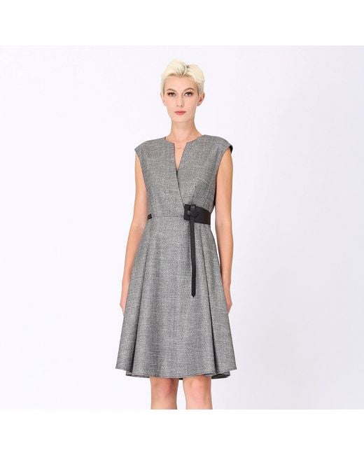 Smart and Joy Gray Trapeze Dress With Cross -Effect