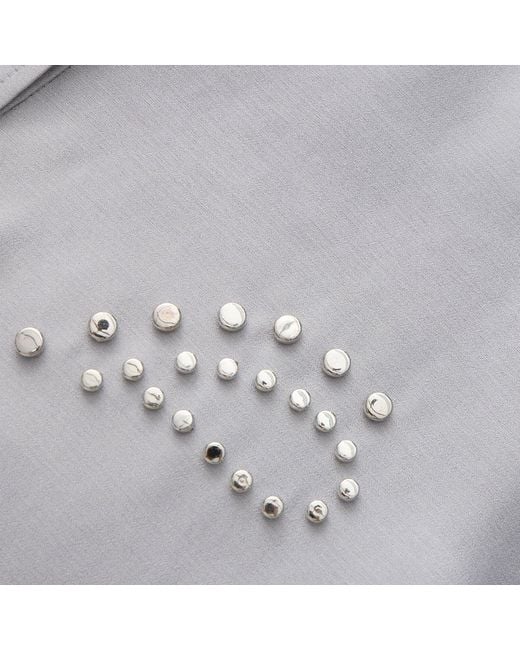 FRONT ROW SHOP Gray Stud-Embellished Shirt Pale