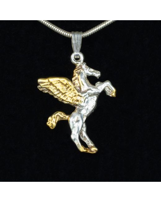 Simon Kemp Jewellers Metallic Large Pegasus Pendant Eighteen Carat On Solid Sterling