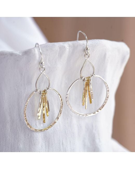 Isla Silver Metallic Mixed Metal Textured Tassel Drop Earrings