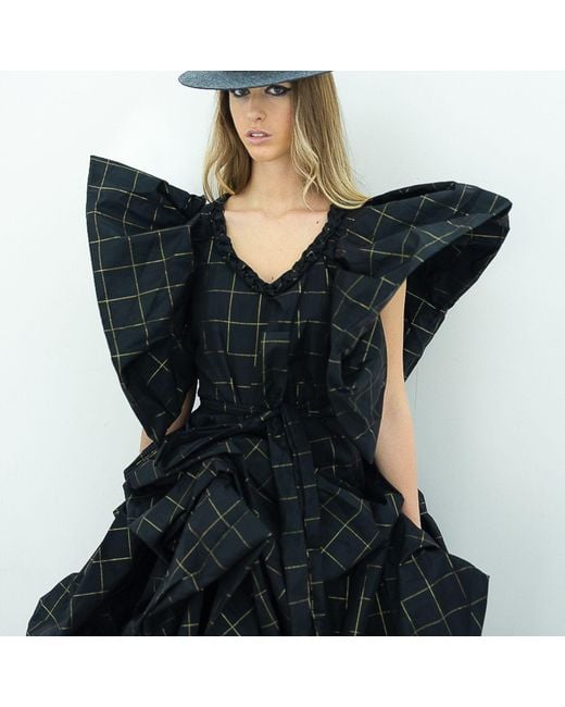 Miro Misljen Black Avant-Garde Silk Sculptural Dress