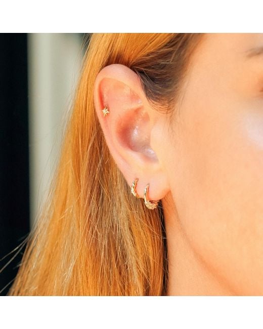 Spero London Metallic Sterling Crown Helix Tragus Huggie Earring