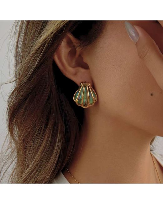 Olivia Le Metallic Seashell Framed Earrings