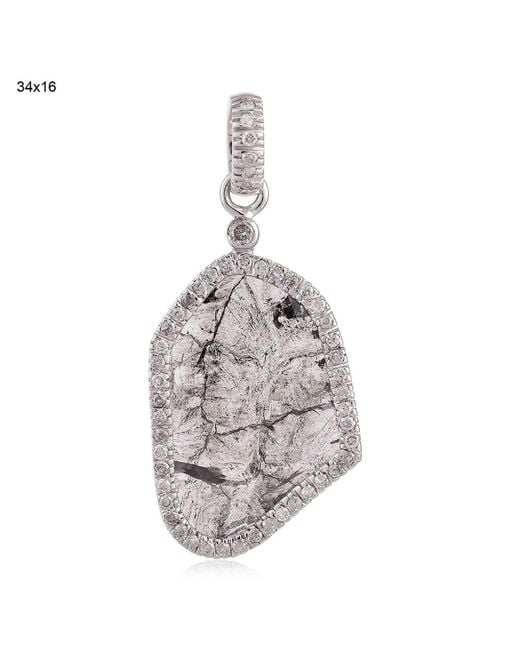 Artisan Metallic Natural Unshaped Slice Diamond Pave In 18k Gold Designer Pendant