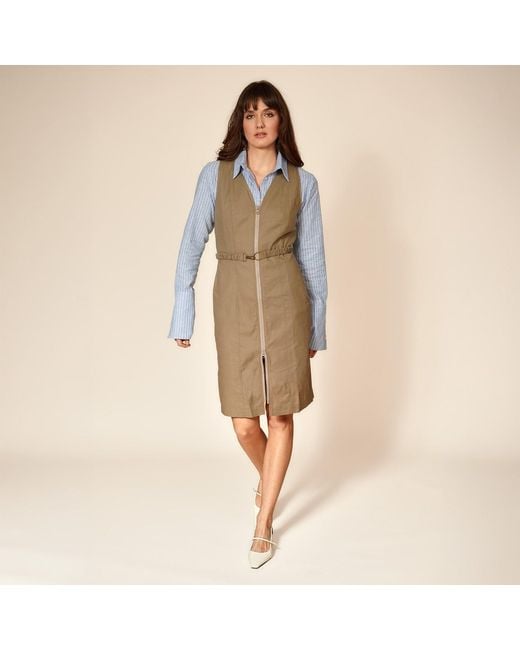 Gunda Hafner Ltd Natural Neutrals Cotton Sleeveless Dress With Belt