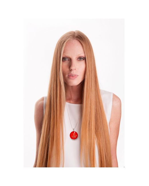 Laura Daili Red Queen Anne's Lace Glass Pendant