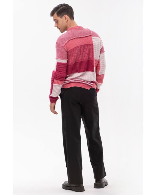 Maison Bogomil Pink Chunky Patchwork Sweater for men