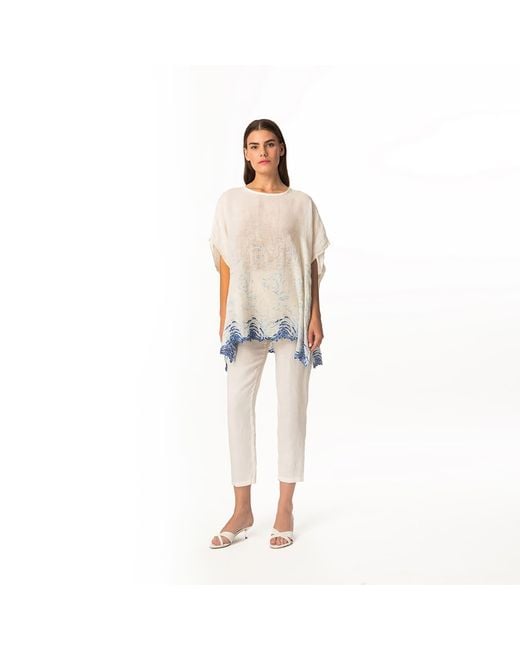 Haris Cotton Natural Neutrals Ribbed Back Waist Linen Tapered Pants