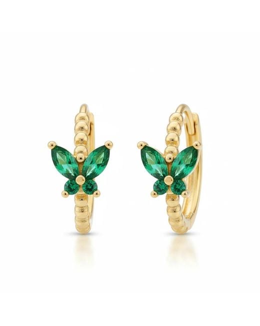 Angel Barocco Metallic Butterfly Gem Hoop Earrings