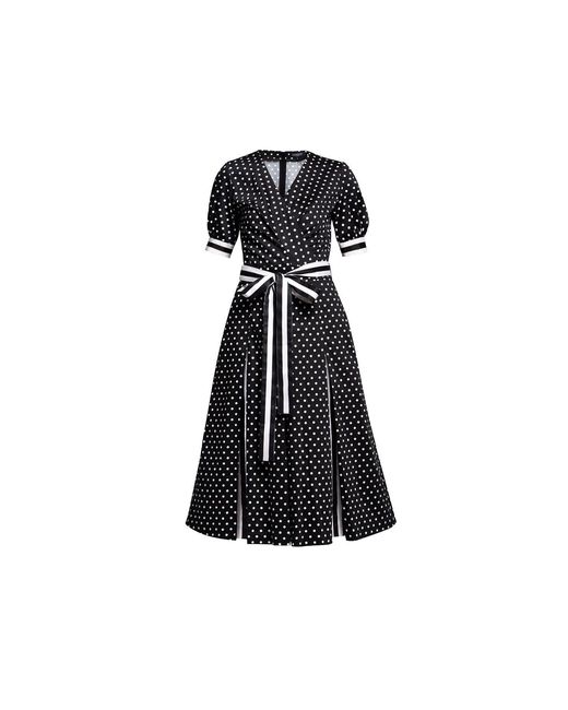 Rumour London Black Jennifer Fit-And-Flare Cotton Dress With Slits