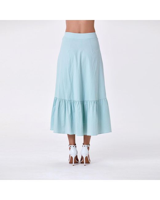 Smart and Joy White Cotton Midi Skirt With Ruffles