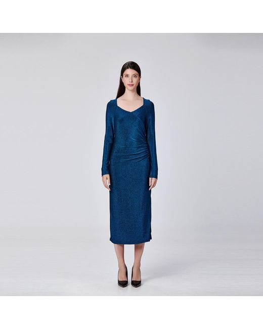 Smart and Joy Blue Fitted Jersey Rush Side Dress