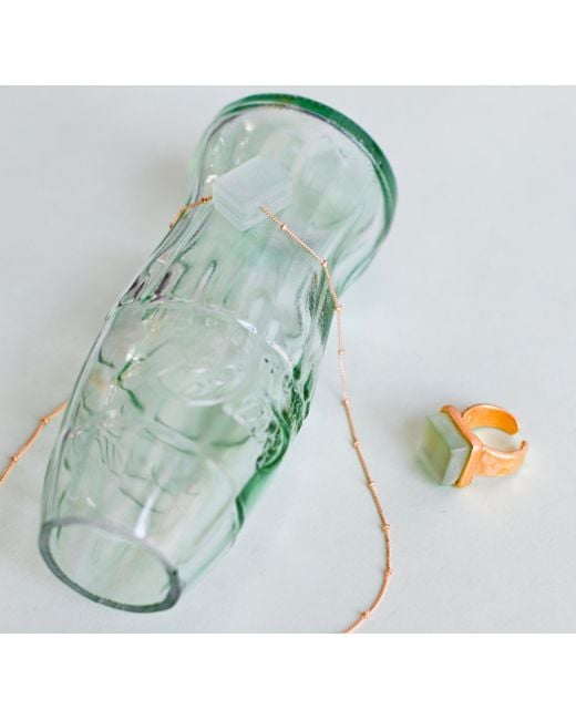 Smart Glass Jewelry Metallic Neutrals Recycled Glass Cube Necklace Fill Antique Clear