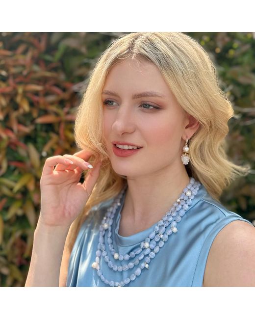 Farra Metallic Freshwater Pearls With Strawberry Earrings