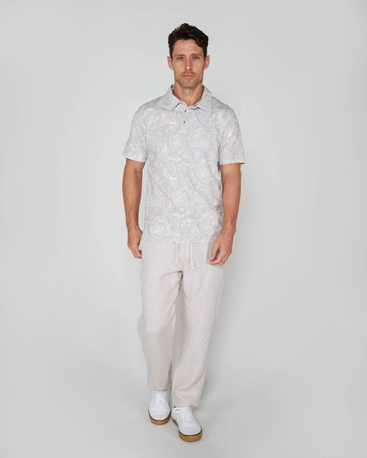 Lords of Harlech Gray Neutrals Pietro Paisley Romance Polo Shirt for men