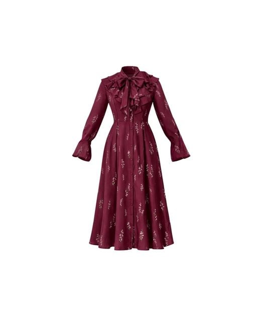RainSisters Red Floral Midi Dress With Ruffles: Hearts Desire