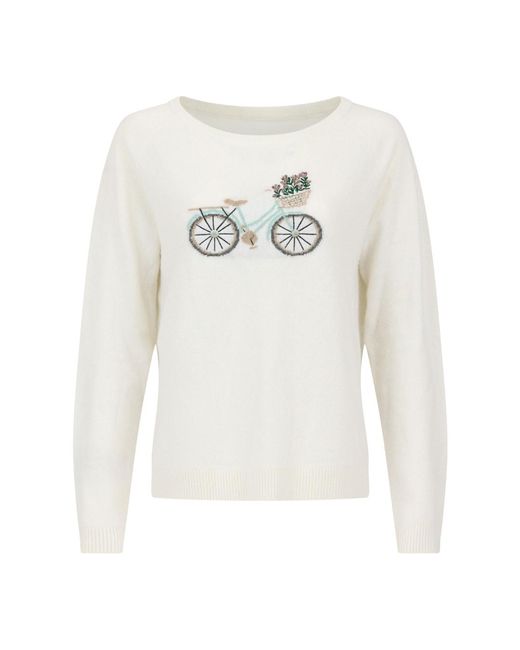 Catnip and Seaweed White Bicycle Cashmere Sweater