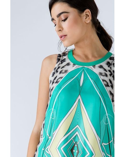 Conquista Green Animal Print Sleeveless Dress