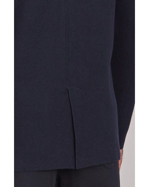 Paul James Knitwear Blue Lightweight Organic Cotton Linen Luca Knitted Blazer for men