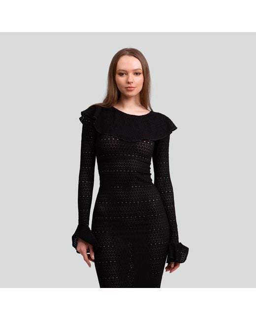 Maui X Lolita Black Madonna Lace Knit Ruffled Dress
