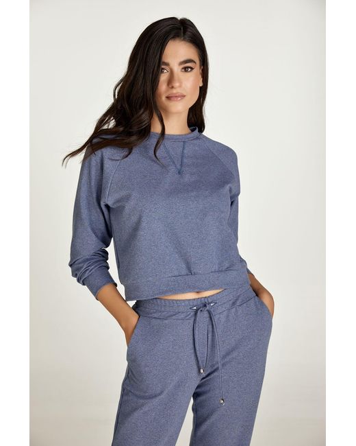 Conquista Blue Crop Melange Sweatshirt