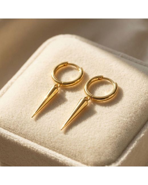 Harfi Metallic Dainty Spike Huggie Small Hoop Plated Earrings