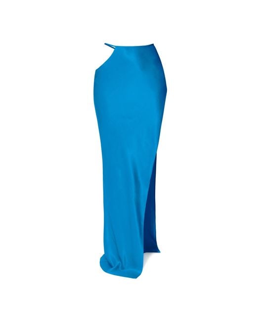 AGGI by HALEWSKI Blue Faye Cosmic Satin Maxi Skirt