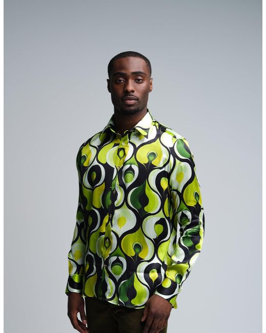 Gresham Blake Green Apples Silk Shirt for men