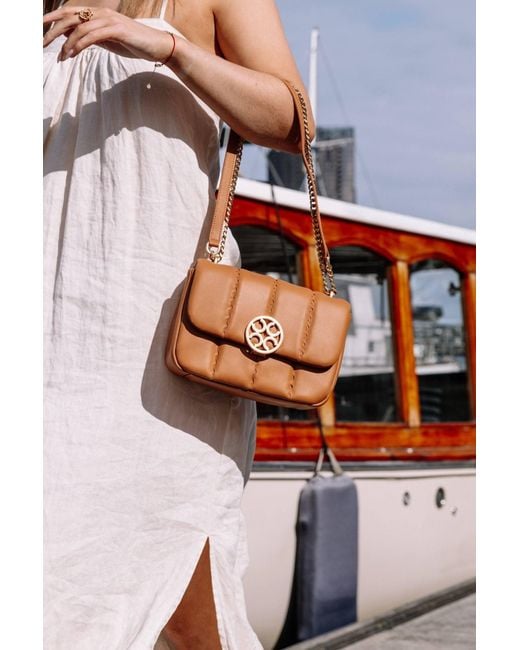 Orange Cube Natural Square Stitch Flap Bag