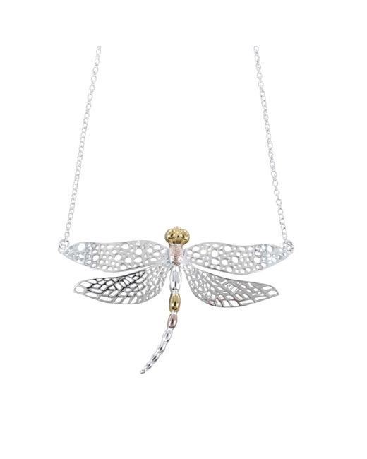 Reeves & Reeves White Dazzling Dragonfly Necklace