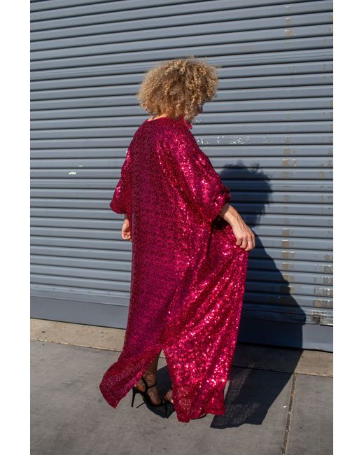 Jennafer Grace Red Rouge Eternal Sequin Cocoon Jacket