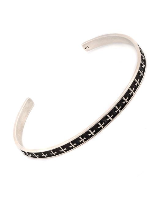 Ebru Jewelry Metallic Sterling Cross Symbol Cuff Bracelet for men