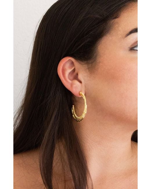 Marcia Moran Metallic Inaz Beaded Hoop Earrings