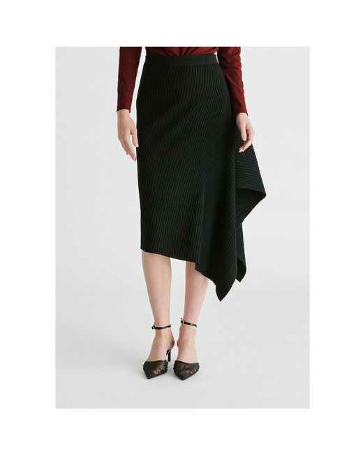 Paisie Black Draped Knitted Skirt