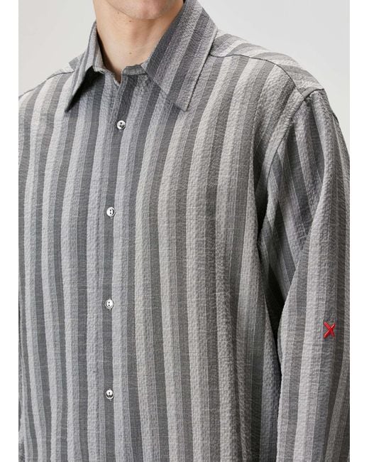 Pcfg Gray Linen & Cotton Blend Checked Woven Shirt for men