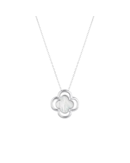 Lulu B London Metallic Double Clover Necklace With Mother Of Pearl