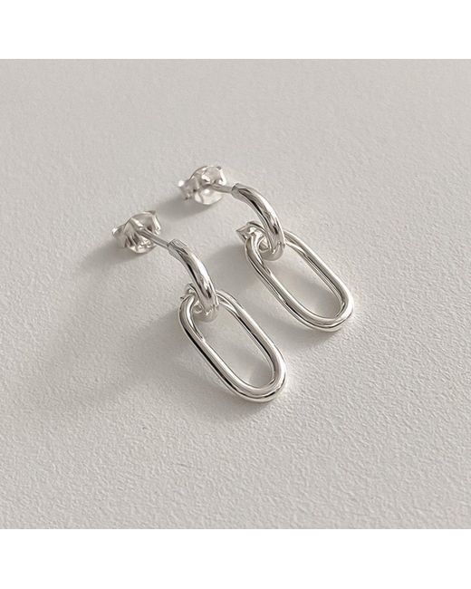 Cote Cache Metallic Oval Chain Link Drop Earrings