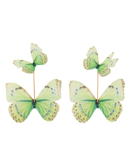 Oana Savu Green Mint Silk Butterfly Earrings Pastel Fairy Earrings