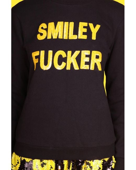 Any Old Iron Blue Sequin Smiley Fucker Sweatshirt for men