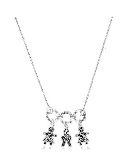 Unaloe Metallic Sterling Necklace With Three Baby Star Charms Representing Two Girls And One Boy