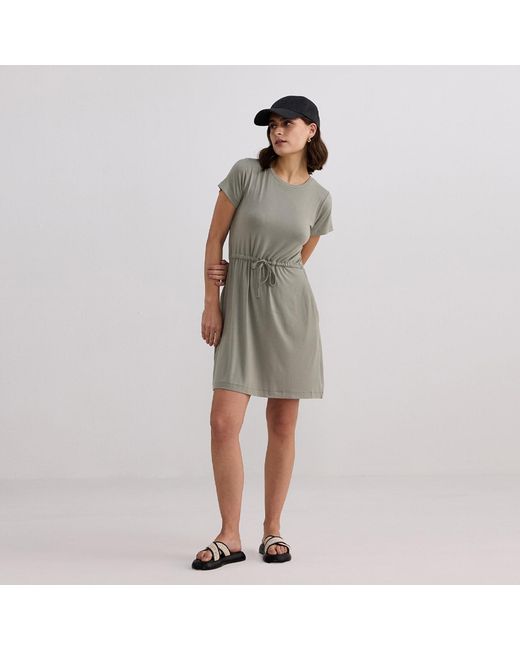 REISTOR Gray Drawstring Short T-Shirt Dress