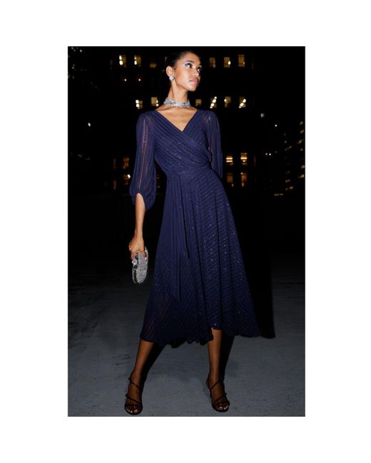 SACHA DRAKE Blue Vivienne Wrap Dress