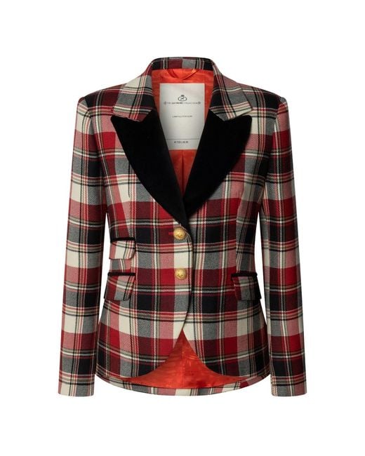 The Extreme Collection Red Neutrals Tartan Wool Blazer Duncan