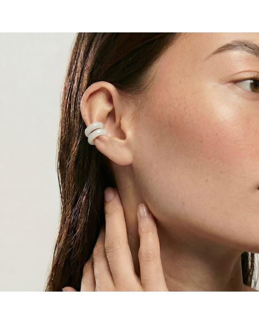 seree White Abby Single Jade Cuff Earring