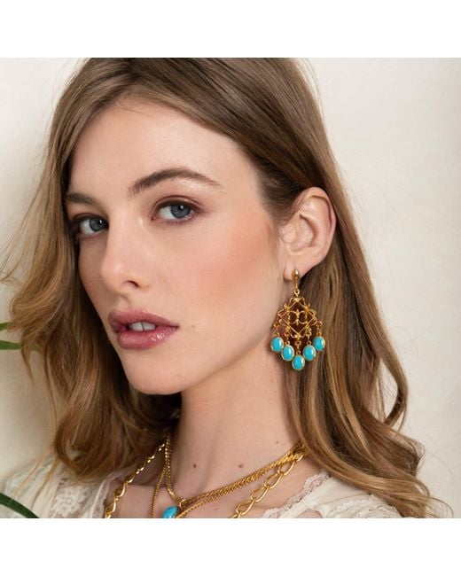 Caramel Vintage Jewellery Blue Vintage Plated Festival Earrings