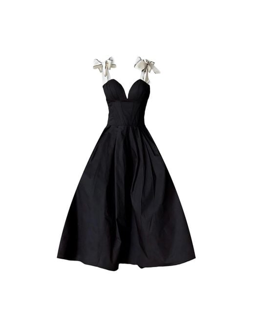 London Atelier Byproduct Black Neutrals Corset Dress With Contrasting Ties