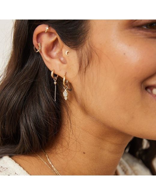 Zohreh Metallic Diamond Starburst Huggie Hoop Earring Pair 9K