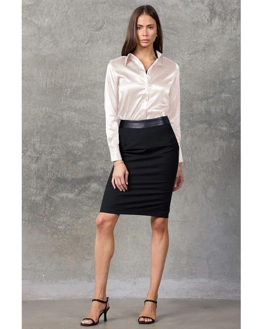 Madison / Savile White Ivory Haven Fitted Satin Shirt