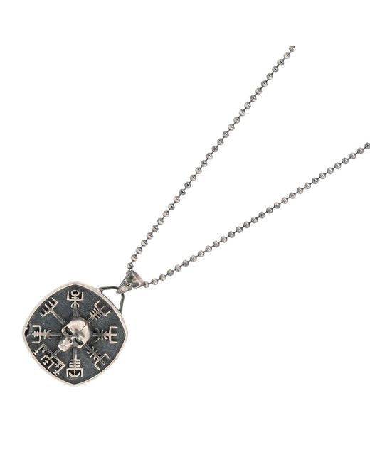 Ebru Jewelry Metallic Sterling Skull Viking Symbol Necklace for men