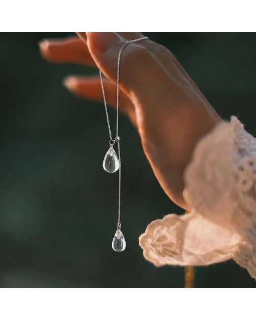Ormiro Metallic Rain Lariat Necklace